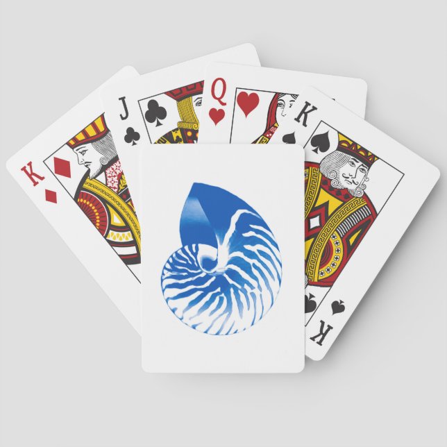 Baraja De Cartas Cubierta de Nautilus - azul cobalto y blanco (Reverso)