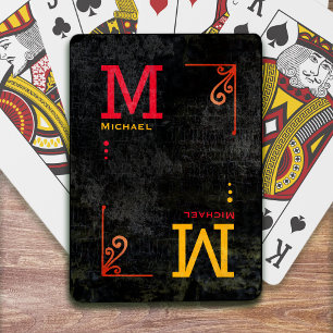 Baraja De Cartas cubierta monogramada de negro envejecida de