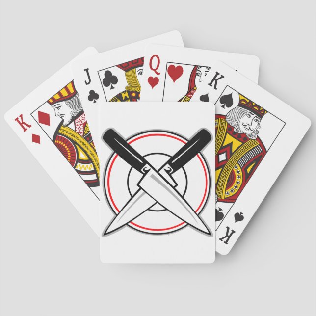 Baraja De Cartas Cuchillos cruzados en placa (Reverso)
