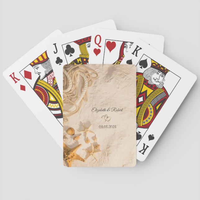 Baraja De Cartas Cuerdas de conchas de mar Arena  Boda (Reverso)