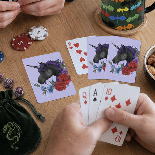 Baraja De Cartas Cuerno Negro de Unicornio Jardín de Flores de Medi