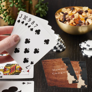 Baraja De Cartas Cuero de vaca falso del suroeste marrón negro