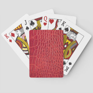 Baraja De Cartas Cuero falso rojo caimán