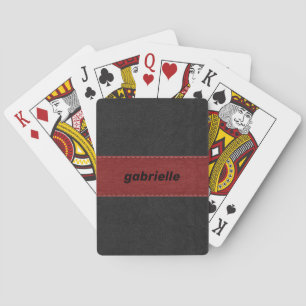 Baraja De Cartas Cuero negro y rojo falso
