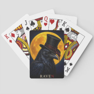 Baraja De Cartas Cuervo Sombrero de Copa Alta Gótico Surrealista