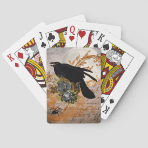 Baraja De Cartas Cuervo y Araña Gótica Negra