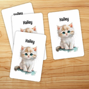 Baraja De Cartas Cuidada acuarela Kitten Jugando Tarjetas