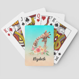 Baraja De Cartas Cuidada jirafa acuarela mamá y bebé