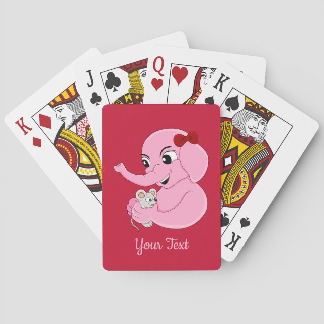 Baraja De Cartas Cuidados elefantes chicas personalizados jugando c (Reverso)