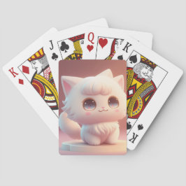 Baraja De Cartas Cuidados Ojos Grandes Fluffy Gato Blanco