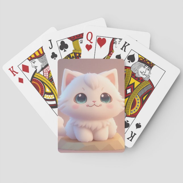 Baraja De Cartas Cuidados Ojos Grandes Fluffy White Kitten (Reverso)
