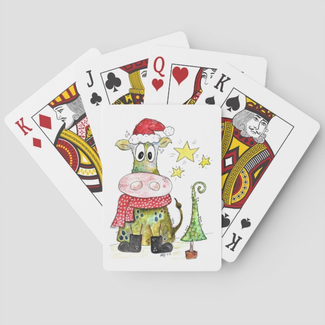 Baraja De Cartas Cuidados y caprichosos Navidades vaca (Reverso)