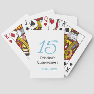 Baraja De Cartas cumpleaños 15 de quinceañera azul negro letra negr
