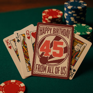 Baraja De Cartas Cumpleaños 45 Retro Mediados de Siglo Moderno