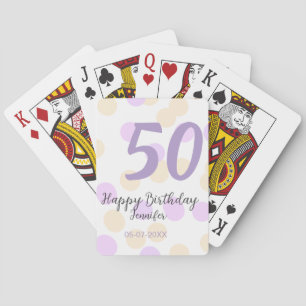 Baraja De Cartas cumpleaños 50 agregar nombre fecha purpura naranja