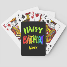 Baraja De Cartas Cumpleaños Brillante y Feliz con Nombre Personaliz