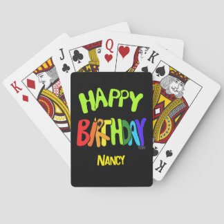Baraja De Cartas Cumpleaños Brillante y Feliz con Nombre Personaliz