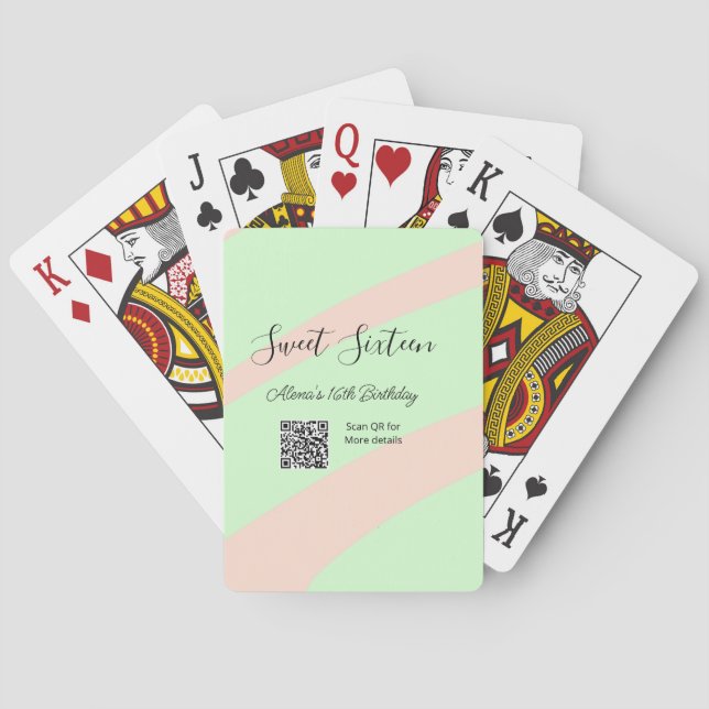 Baraja De Cartas Cumpleaños dulces dieciséis pastel naranja verde Q (Reverso)