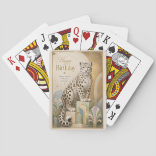 Baraja De Cartas Cumpleaños Elegancia Leopardo de las Nieves Dorado