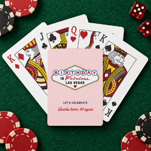 Baraja De Cartas Cumpleaños en el fabuloso Las Vegas Rosado