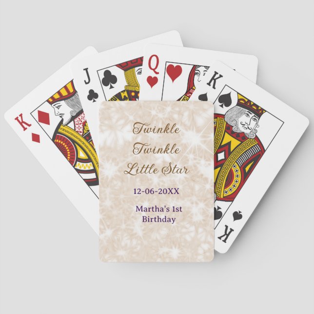 Baraja De Cartas Cumpleaños estrella pequeña brillo brillo marrón (Reverso)