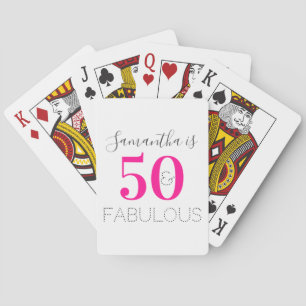 Baraja De Cartas Cumpleaños Personalizado 50 y Fabuloso Rosa Fucsia