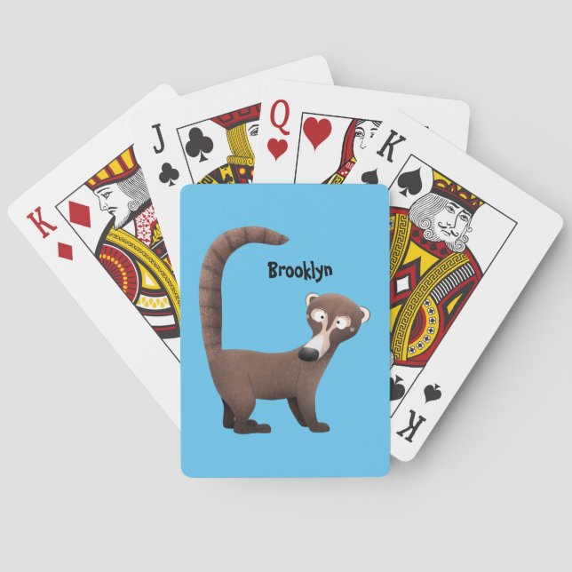 Baraja De Cartas Curioso ilustracion personalizado de coatimundi (Reverso)