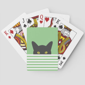 Baraja De Cartas Curioso Peeking Black Cat Green Stripe