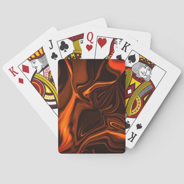 Baraja De Cartas Curvas o ondulaciones de coral sobre fondo oscuro (Reverso)