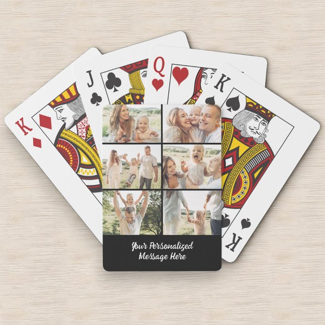 Baraja De Cartas Custom Black 6 Photo Collage Text Message Modern  (Subido por el creador)