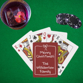 Baraja De Cartas Custom Burgundy Whimsical Doodle Christmas Gift 
