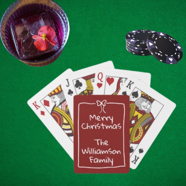 Baraja De Cartas Custom Burgundy Whimsical Doodle Christmas Gift  (Subido por el creador)