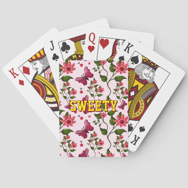 Baraja De Cartas Custom floral butterfly pattern  (Reverso)