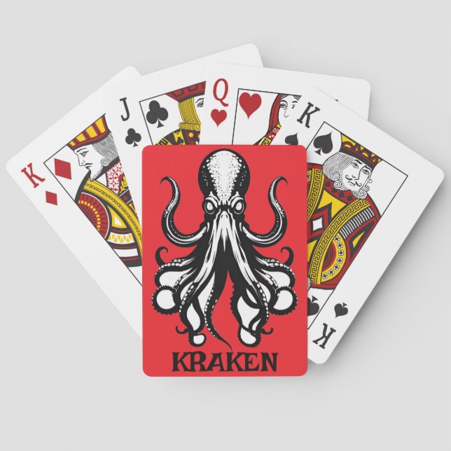 Baraja De Cartas Custom Kraken Octopus Squid Name Personalized (Reverso)