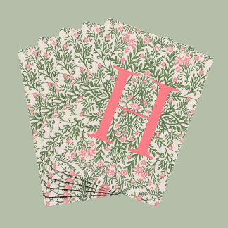 Baraja De Cartas Custom Monogram Pink & Green Floral Pattern Cards