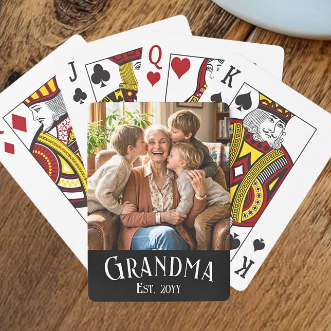 Baraja De Cartas Custom Name Grandma Established Year Photo (Subido por el creador)