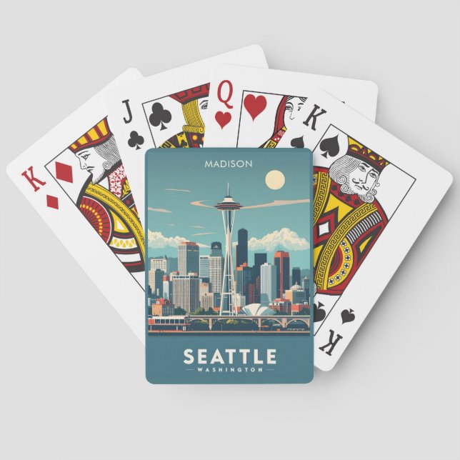 Baraja De Cartas Custom Name Seattle Washington (Reverso)