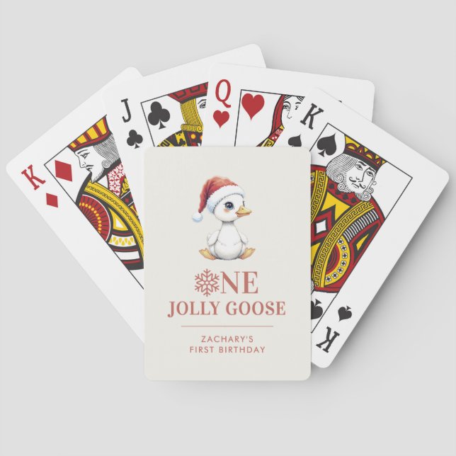 Baraja De Cartas Custom One Jolly Goose December First Birthday (Reverso)