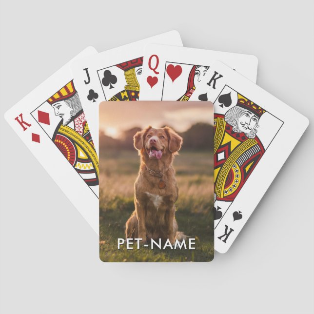 Baraja De Cartas Custom Photo With Your Pet Dog Name Picture On (Reverso)