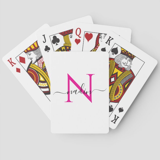 Baraja De Cartas Custom Pink Monogram Name Playing Cards (Reverso)