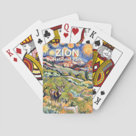 Baraja De Cartas Custom Text Zion Animal Deer Colorful Landscape