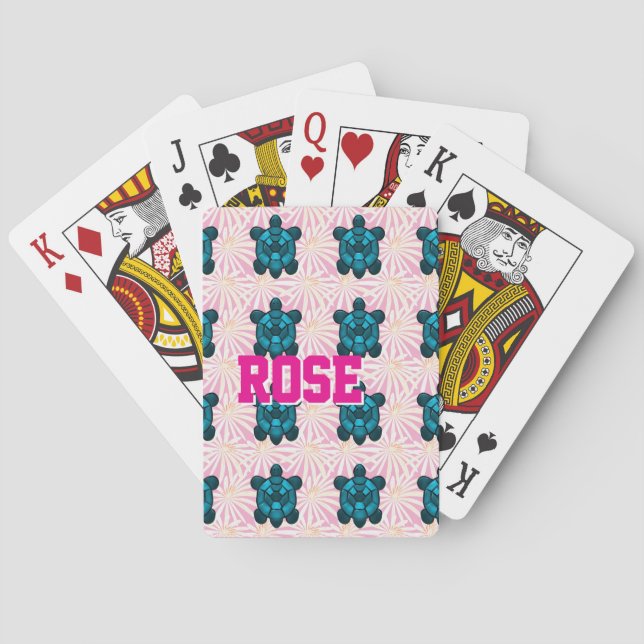 Baraja De Cartas Custom Tropical Turtle Floral Pattern Seamless  (Reverso)