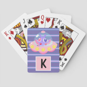 Baraja De Cartas Cute Alien Purple Stried