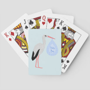 Baraja De Cartas Cute Blue Baby Boy Stork