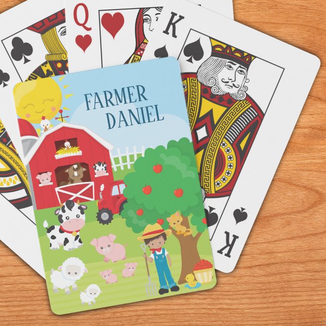 Baraja De Cartas Cute Cartoon Barnyard Animals, Farmer, and Tractor (Subido por el creador)