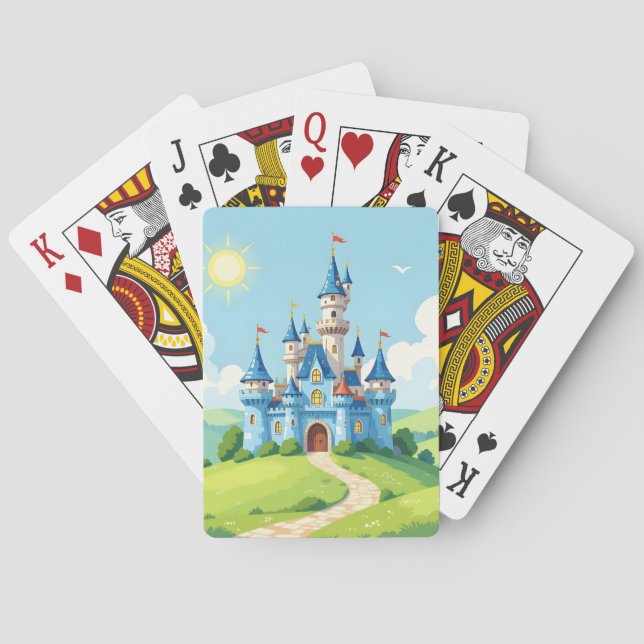 Baraja De Cartas Cute castillo azul y blanco (Reverso)