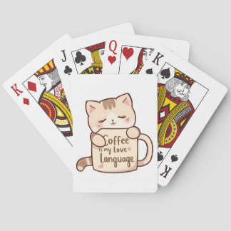 Baraja De Cartas Cute Cat Coffee Love Language