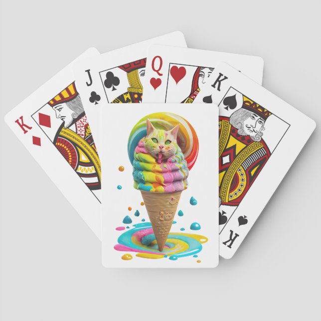 Baraja De Cartas Cute Cat Ice Cream Cone colorido (Reverso)
