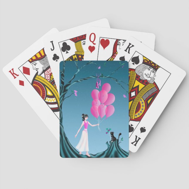 Baraja De Cartas Cute Cate & Ballerina Bajo Árbol De Medianoche (Reverso)