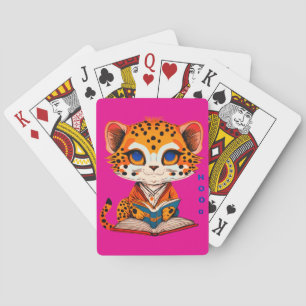 Baraja De Cartas Cute cheetah leyendo un libro